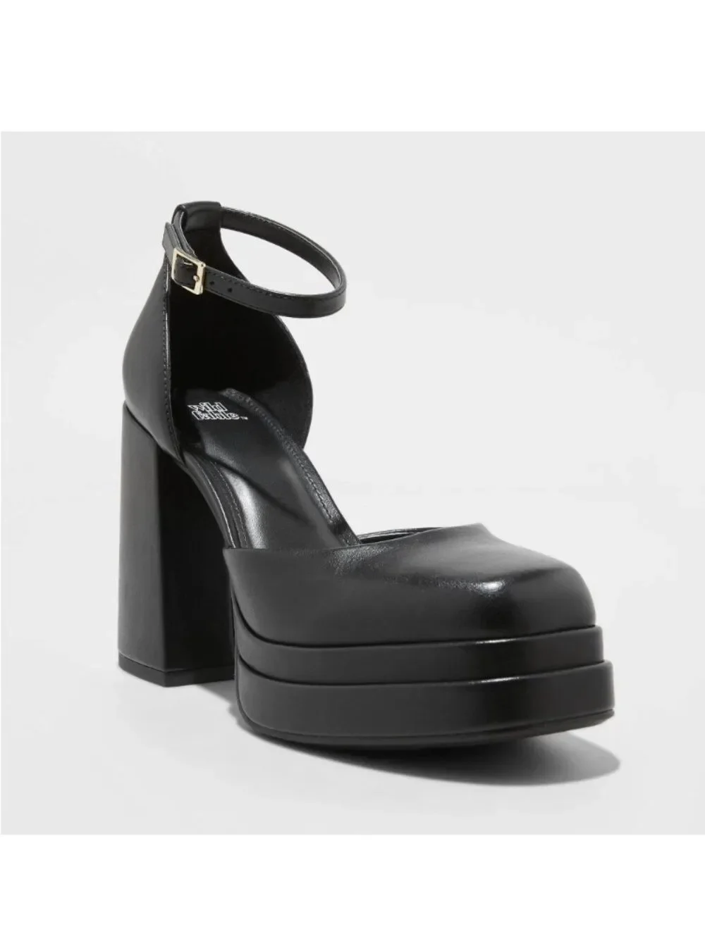 Wild Fable Black Platform Ankle-Strap Block Heels Size 6.5